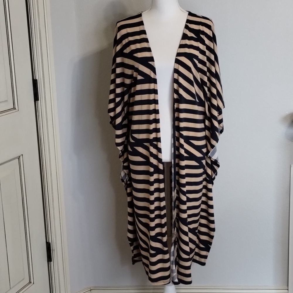 MY Story Striped Duster Medium Navy /Tan